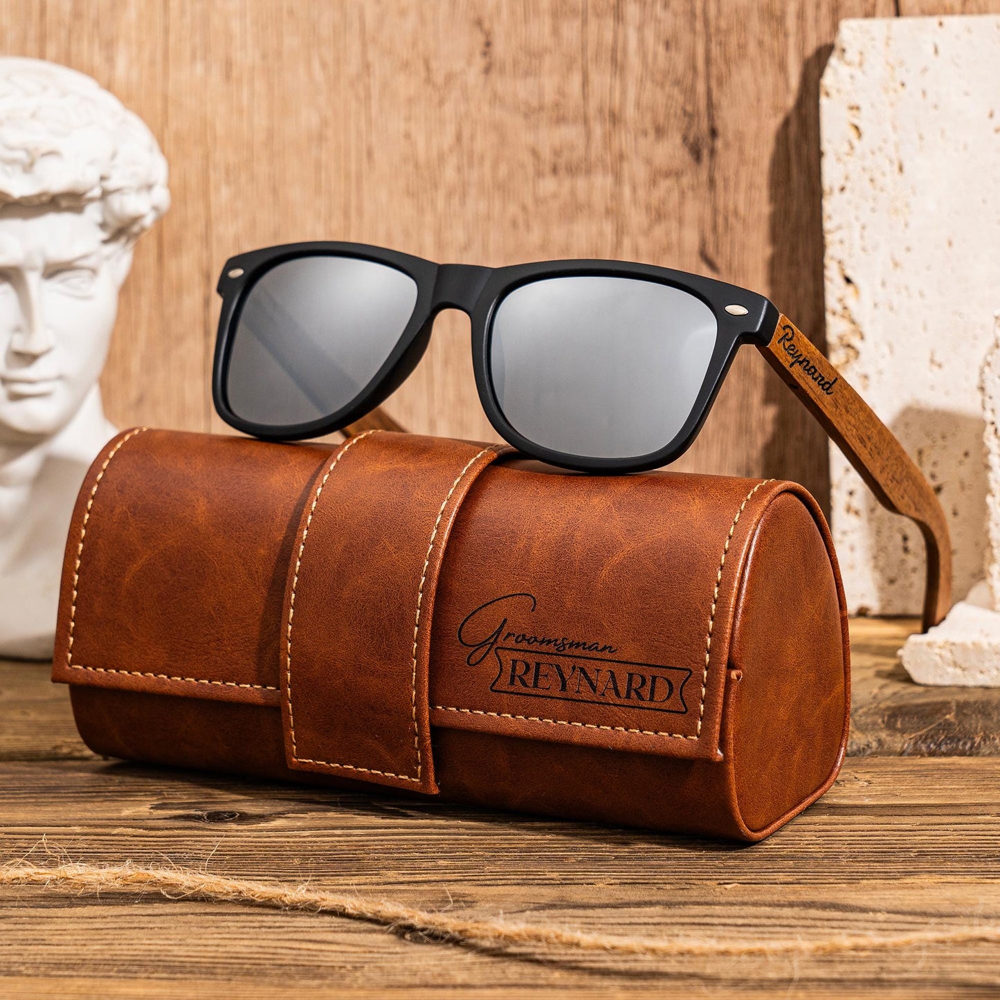Personalized Walnut Wood Sunglasses, Groomsman Sunglasses, Gifts For Groomsmen, Wedding Bachelor Party Gift For Men, Groomsmen Proposal Gift