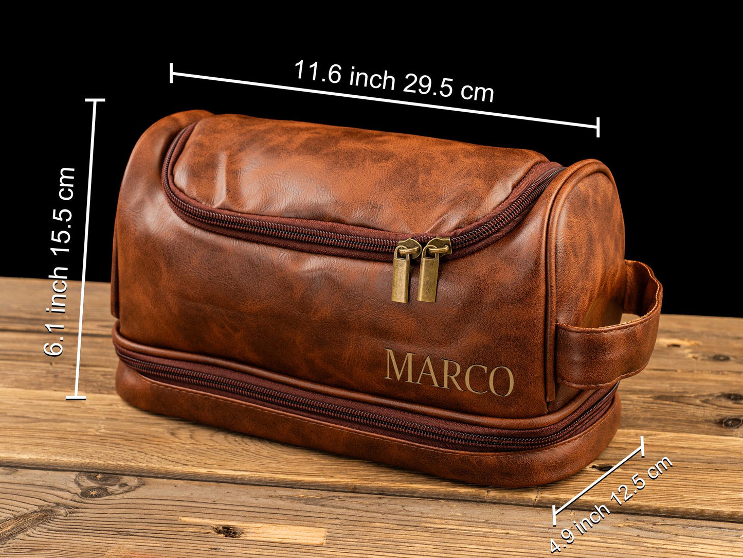 Personalized Men's Leather Toiletry Bag, Groomsmen Gifts, Groomsman Dopp Kit Gift, Anniversary Gift for Him, Unique Christmas Gift for Men