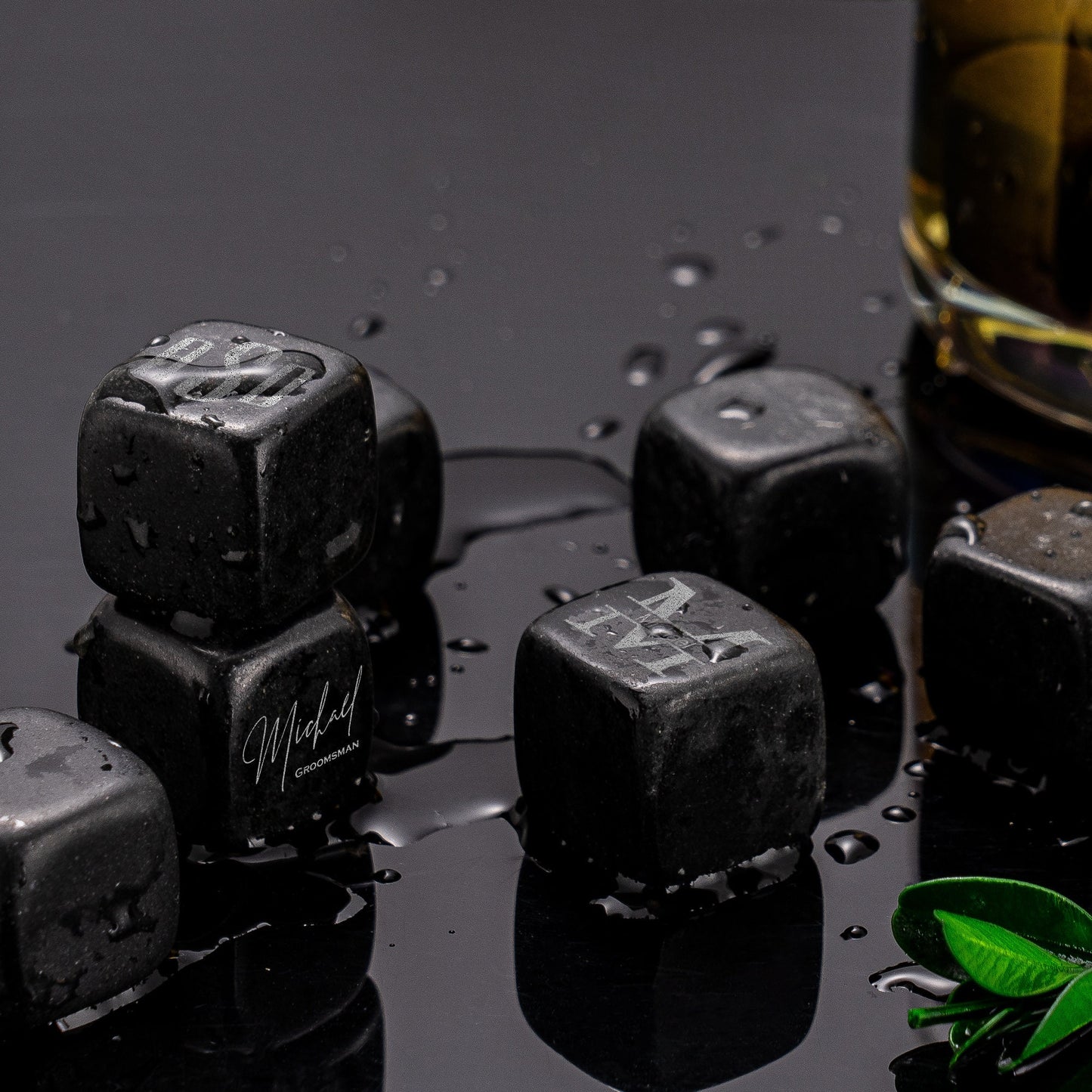 Personalized Whiskey Chilling Stones - Handcrafted Premium Black Basalt Rocks, Whiskey Gift Set, Groomsmen Gifts, Fathers Day gift for Him