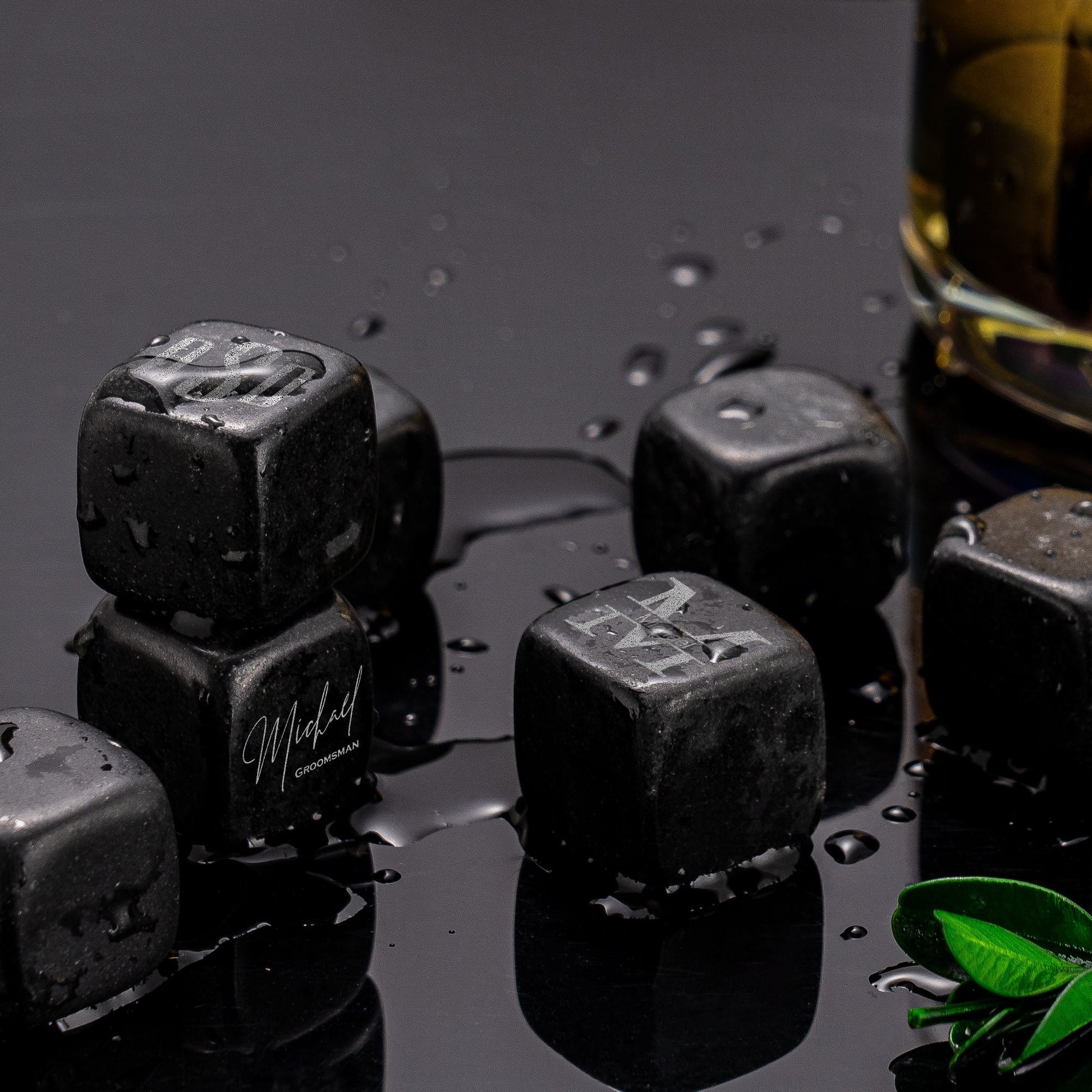 Personalized Whiskey Chilling Stones - Handcrafted Premium Black Basalt Rocks, Whiskey Gift Set, Groomsmen Gifts, Fathers Day gift for Him