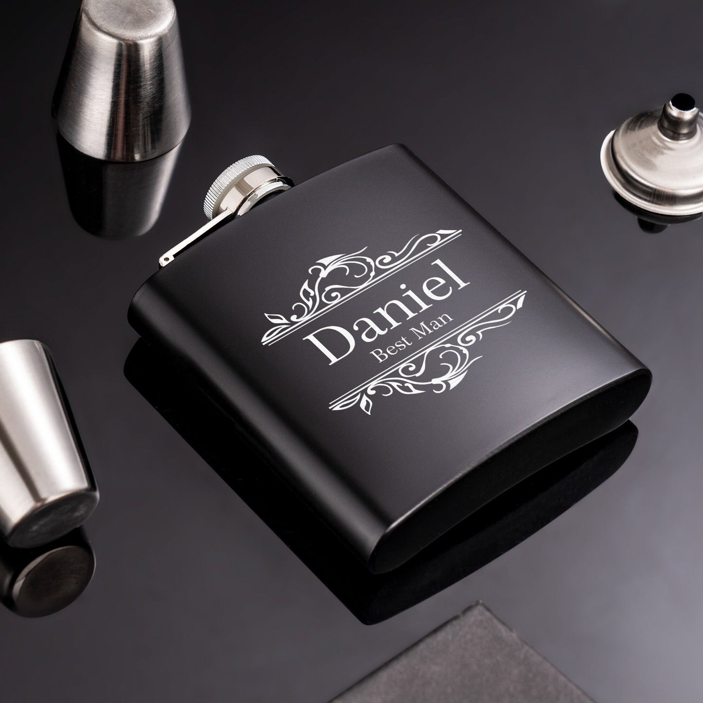 Personalized Groomsmen Flasks, Groomsman Gift, Flask for Groomsmen, Custom Flask, Black Hip Flask, Groomsmen Gifts, Gifts for Wedding Party