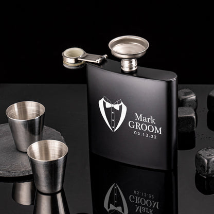 Personalized Groomsmen Flasks, Groomsman Gift, Flask for Groomsmen, Custom Flask, Black Hip Flask, Groomsmen Gifts, Gifts for Wedding Party