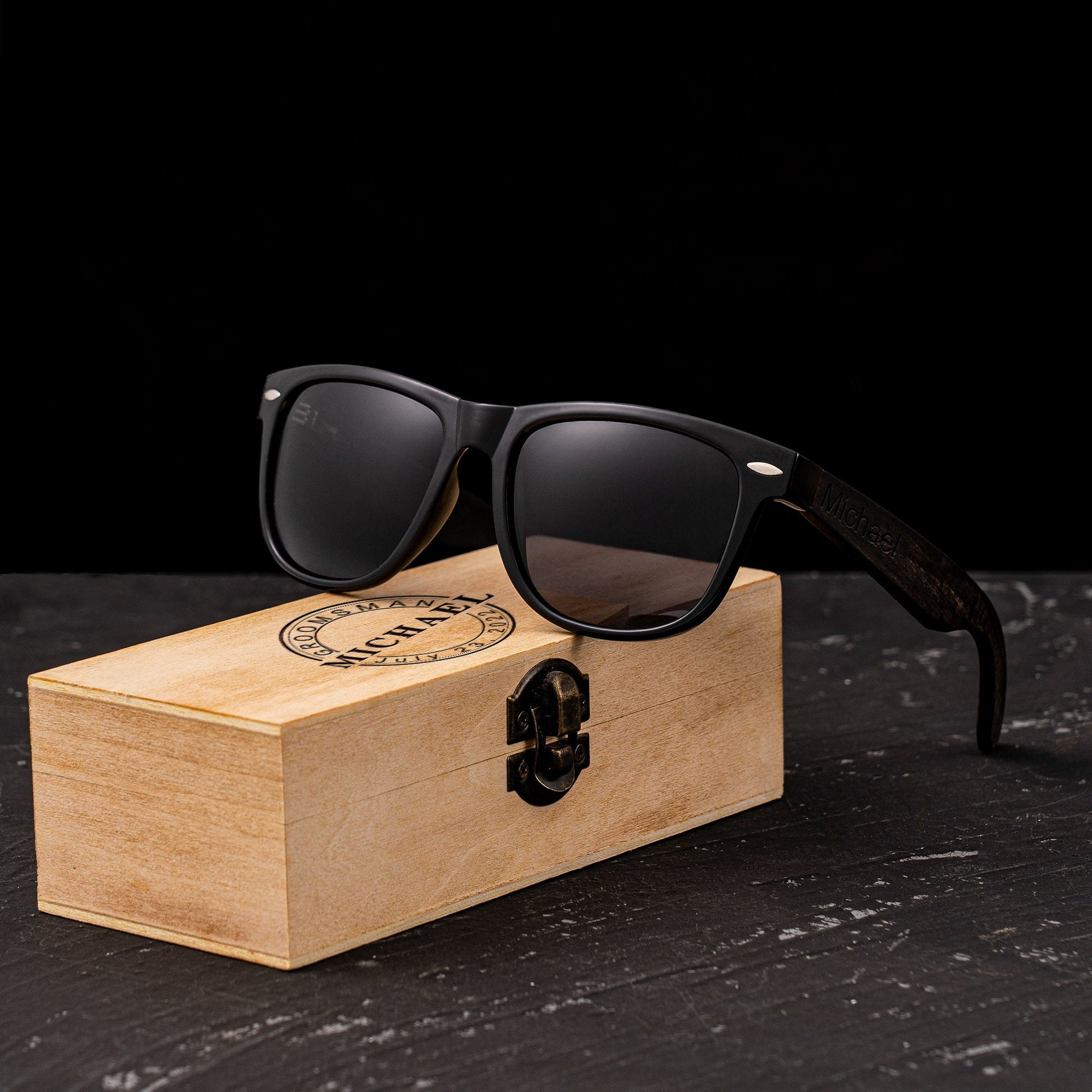 Personalized Ebony Wood Sunglasses, Engraved Wood Sunglasses, Groomsman Sunglasses, Groomsmen Proposal, Groomsmen Gifts, Bachelor Party Gift