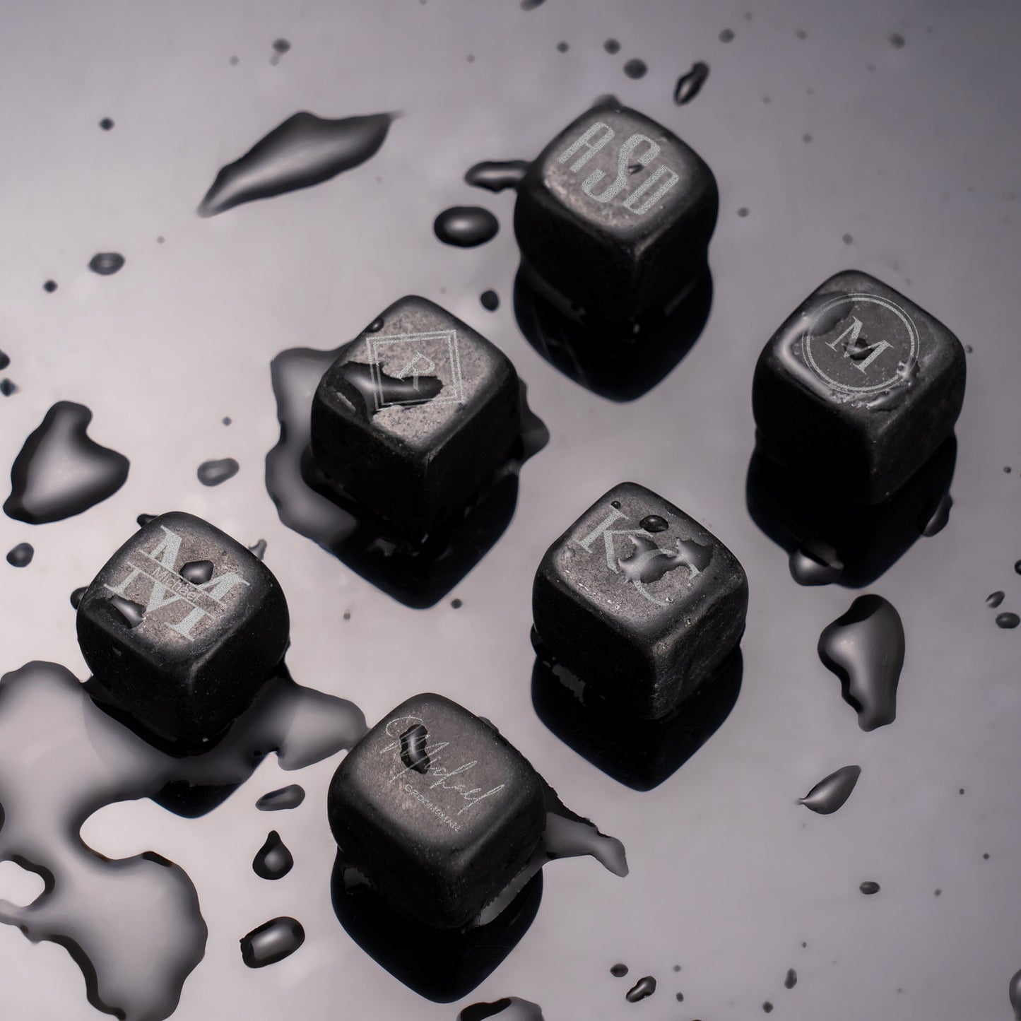 Personalized Whiskey Chilling Stones - Handcrafted Premium Black Basalt Rocks, Whiskey Gift Set, Groomsmen Gifts, Fathers Day gift for Him