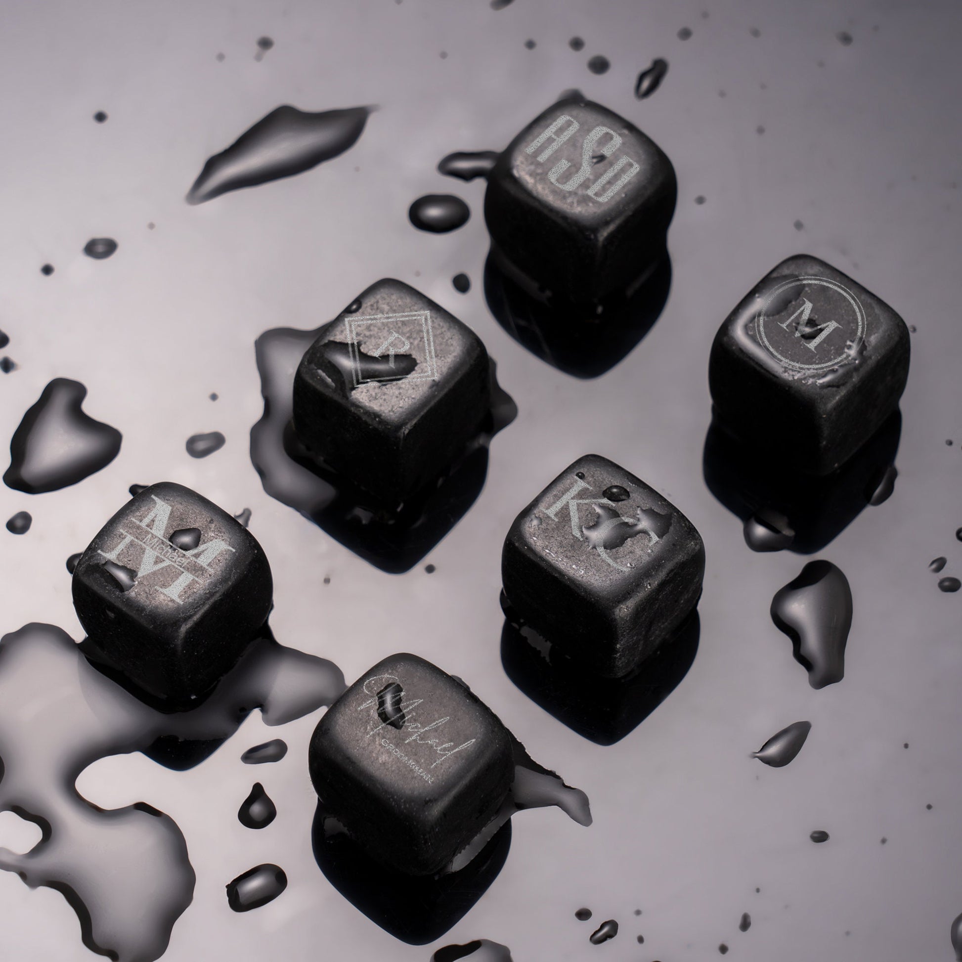 Personalized Whiskey Chilling Stones - Handcrafted Premium Black Basalt Rocks, Whiskey Gift Set, Groomsmen Gifts, Fathers Day gift for Him