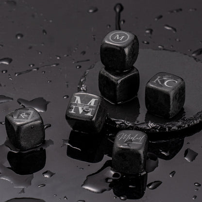 Personalized Whiskey Chilling Stones - Handcrafted Premium Black Basalt Rocks, Whiskey Gift Set, Groomsmen Gifts, Fathers Day gift for Him