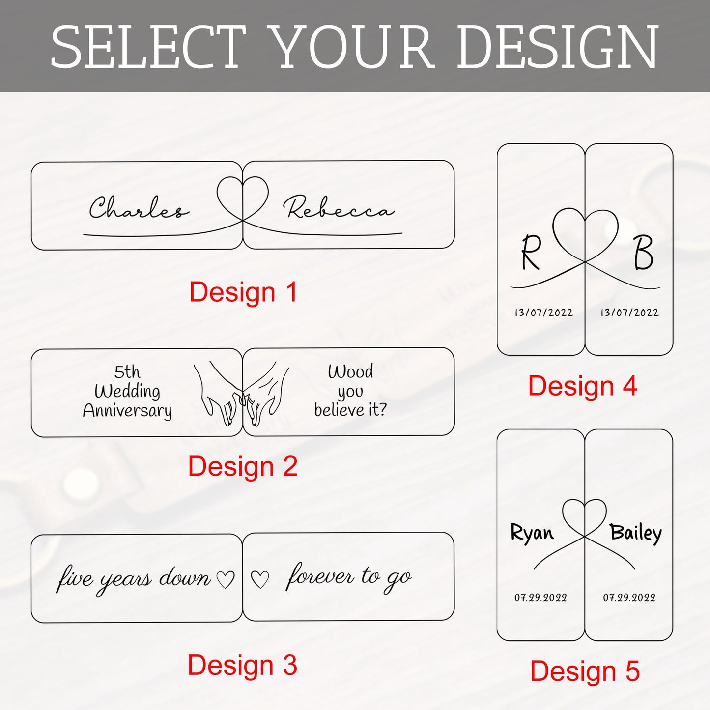 Personalised Wood Couple Keychain, Engraved Keyrings for Couple, Gift For Boyfriend / Husband, 5TH Anniversary Gift, Housewarming Party Gift