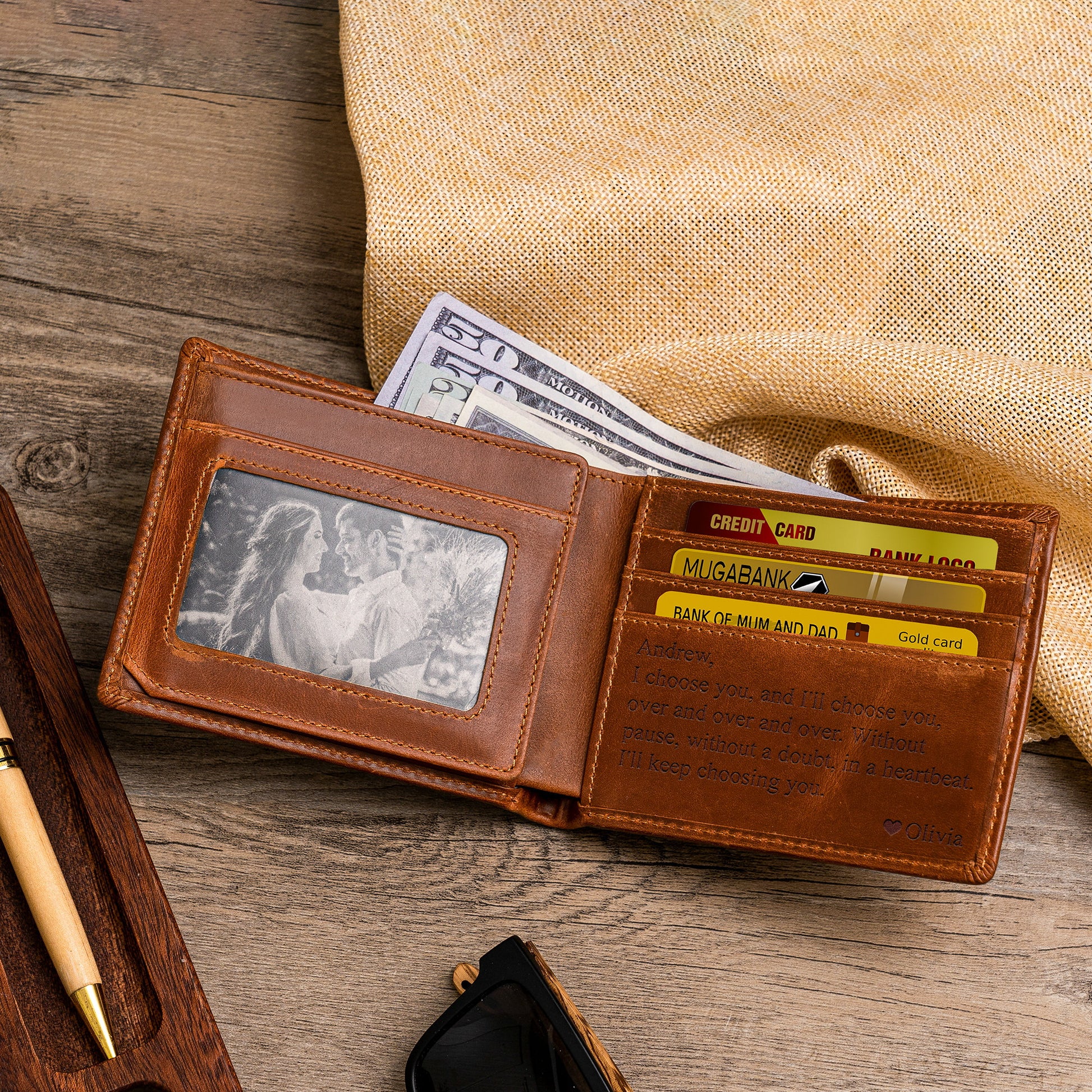 Personalized Wallet,Mens Wallet,Engraved Wallet,Groomsmen Wallet,Leather Wallet,Custom Wallet,Boyfriend Gift for Men, Christmas Gift for Him