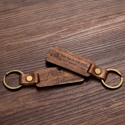 Personalized Walnut Wood Keychain, Engraved Keychain, Custom Wood Key Chain, Birthday or Anniversary Gift for Her or Him, Gift for Mom Dad