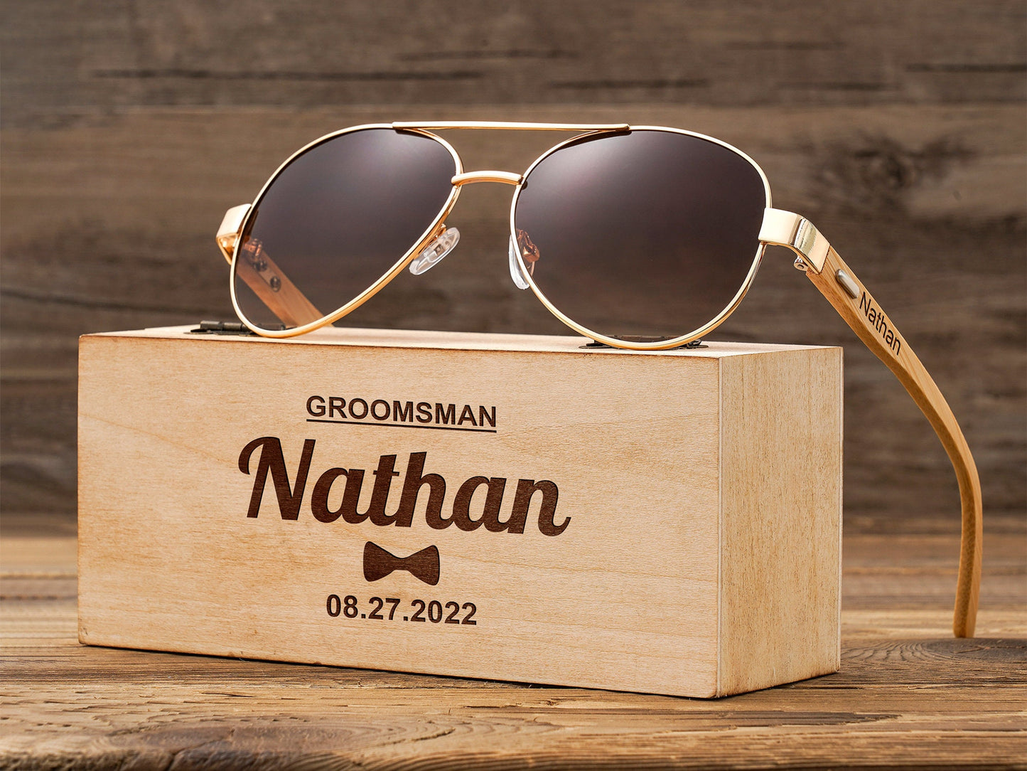 Personalized Groomsmen Sunglasses, Groomsmen Gifts, Custom Engraved Wood Sunglasses,Groomsmen Proposal, Wedding Bachelor party gift for guys
