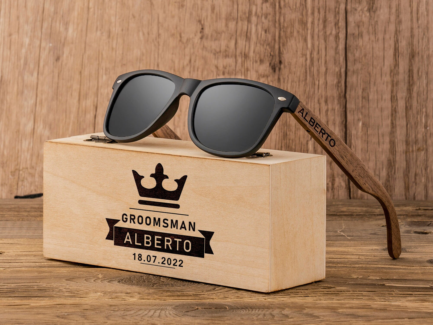 Personalized Wooden Sunglasses, Groomsmen Gifts, Custom Engraved Sunglasses, Groomsmen Proposal, Wedding Gifts for Guys, Bachelor Party Gift