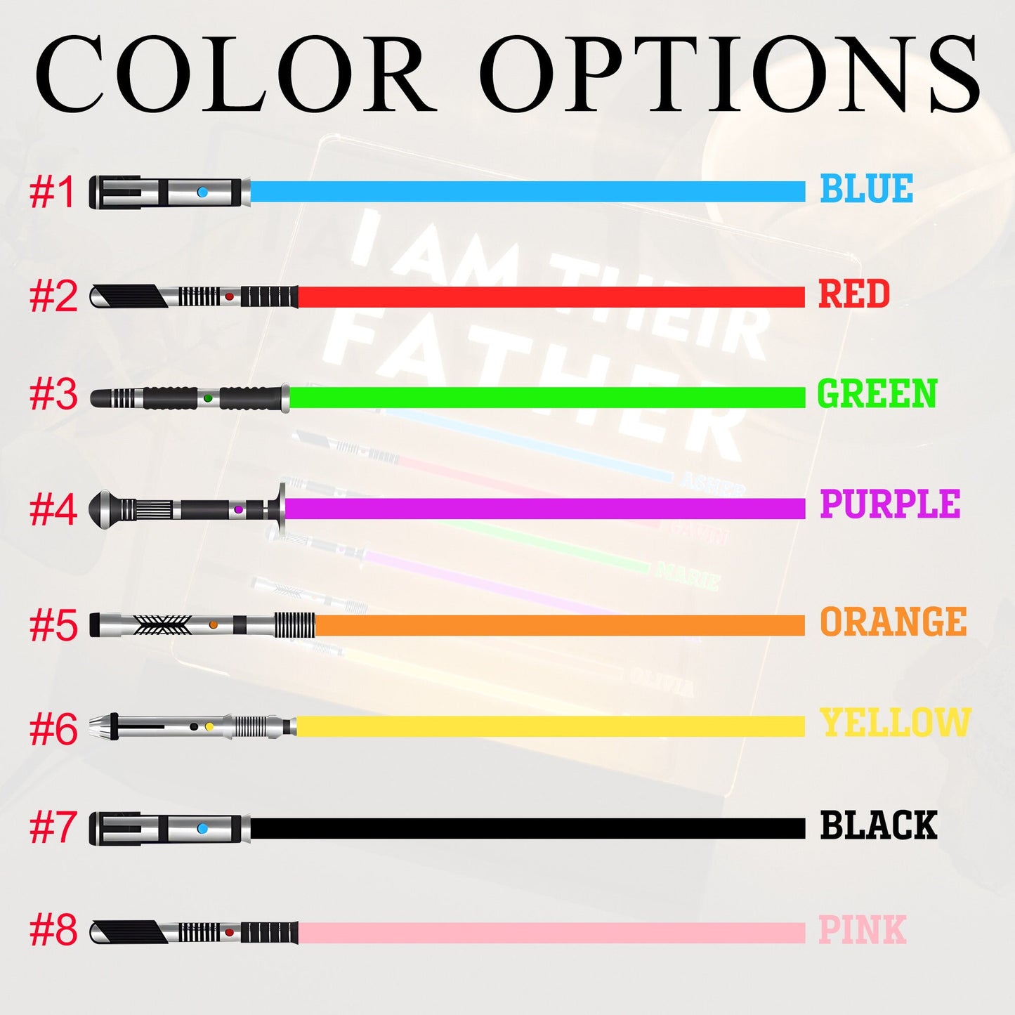 Light Up - I Am Their Father Sign, I Am Their Grandfather, Father's Day Gift, Personalized Daddy Plaque, Custom Light Saber Child Names Sign