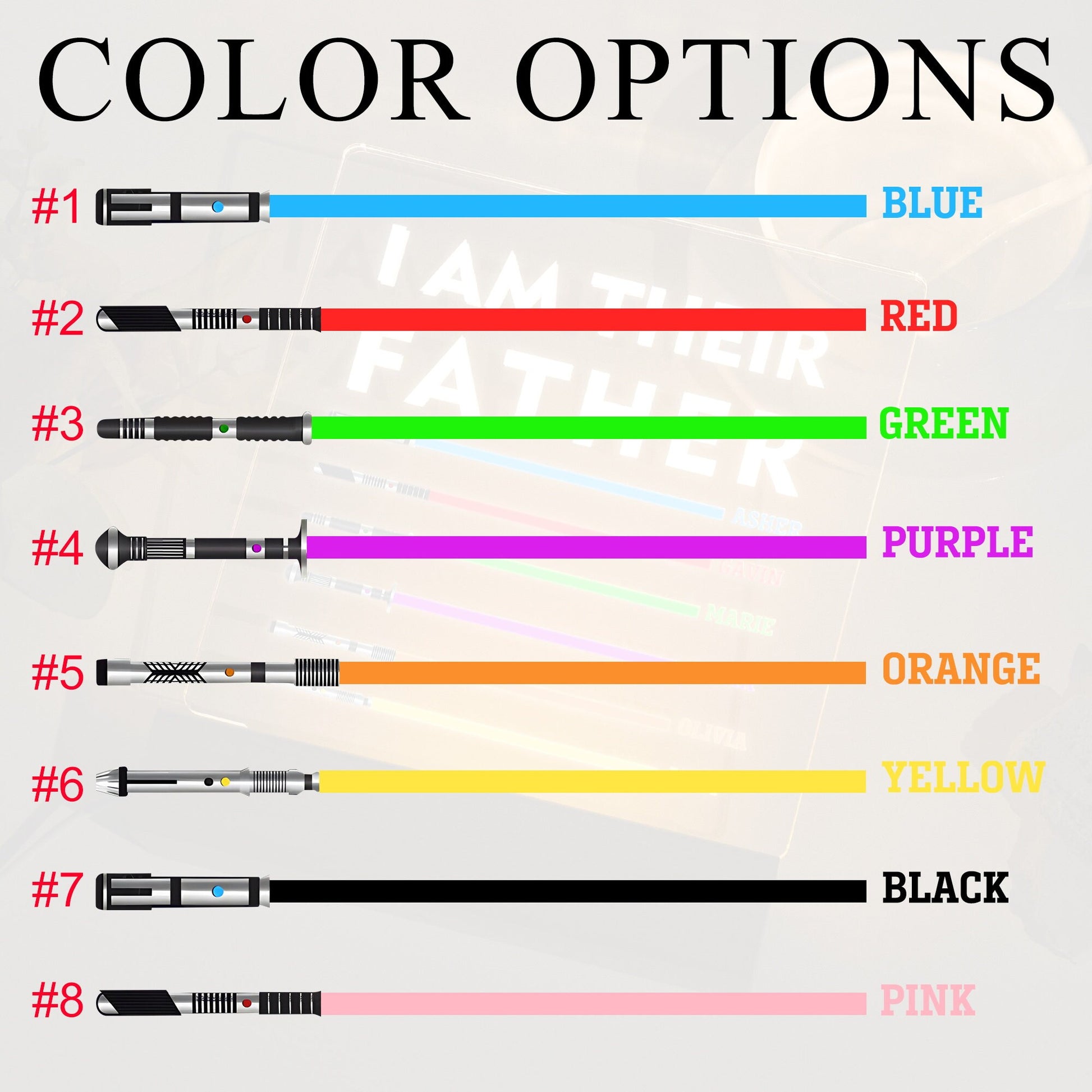 Light Up - I Am Their Father Sign, I Am Their Grandfather, Father's Day Gift, Personalized Daddy Plaque, Custom Light Saber Child Names Sign