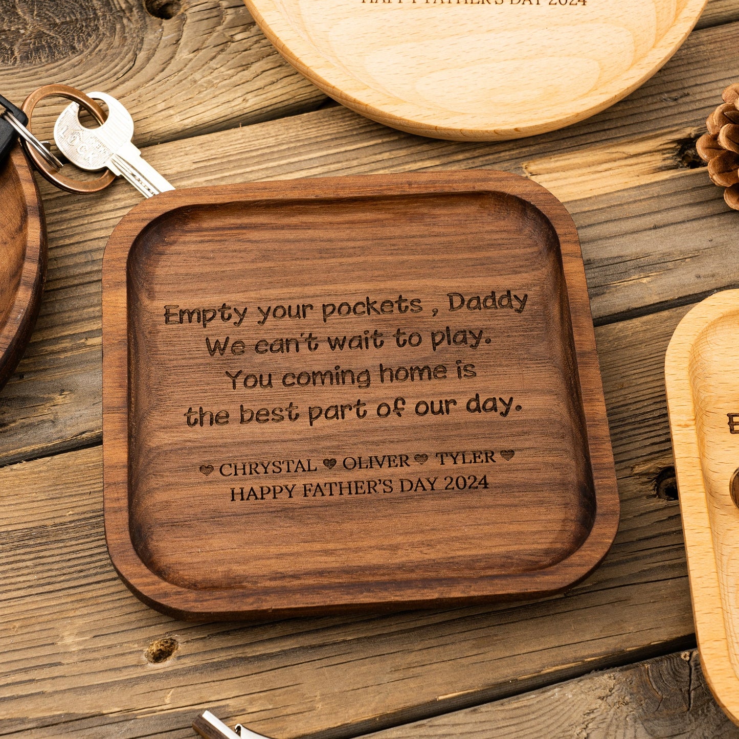 Personalized Valet Tray for Dad, Father's Day Gift, Catch All Table Tray, Birthday Gifts for Dad, Custom Valet Tray, Engraved Key Tray