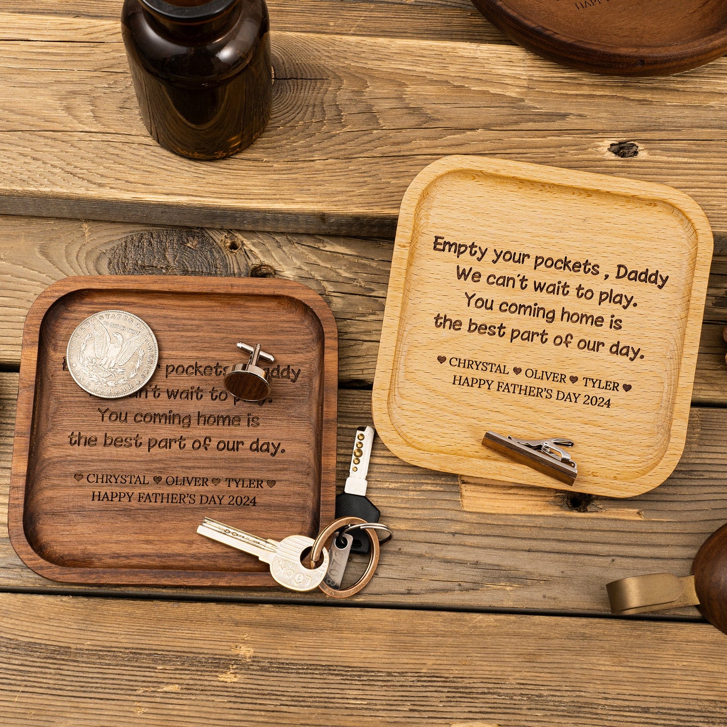 Personalized Valet Tray for Dad, Father's Day Gift, Catch All Table Tray, Birthday Gifts for Dad, Custom Valet Tray, Engraved Key Tray