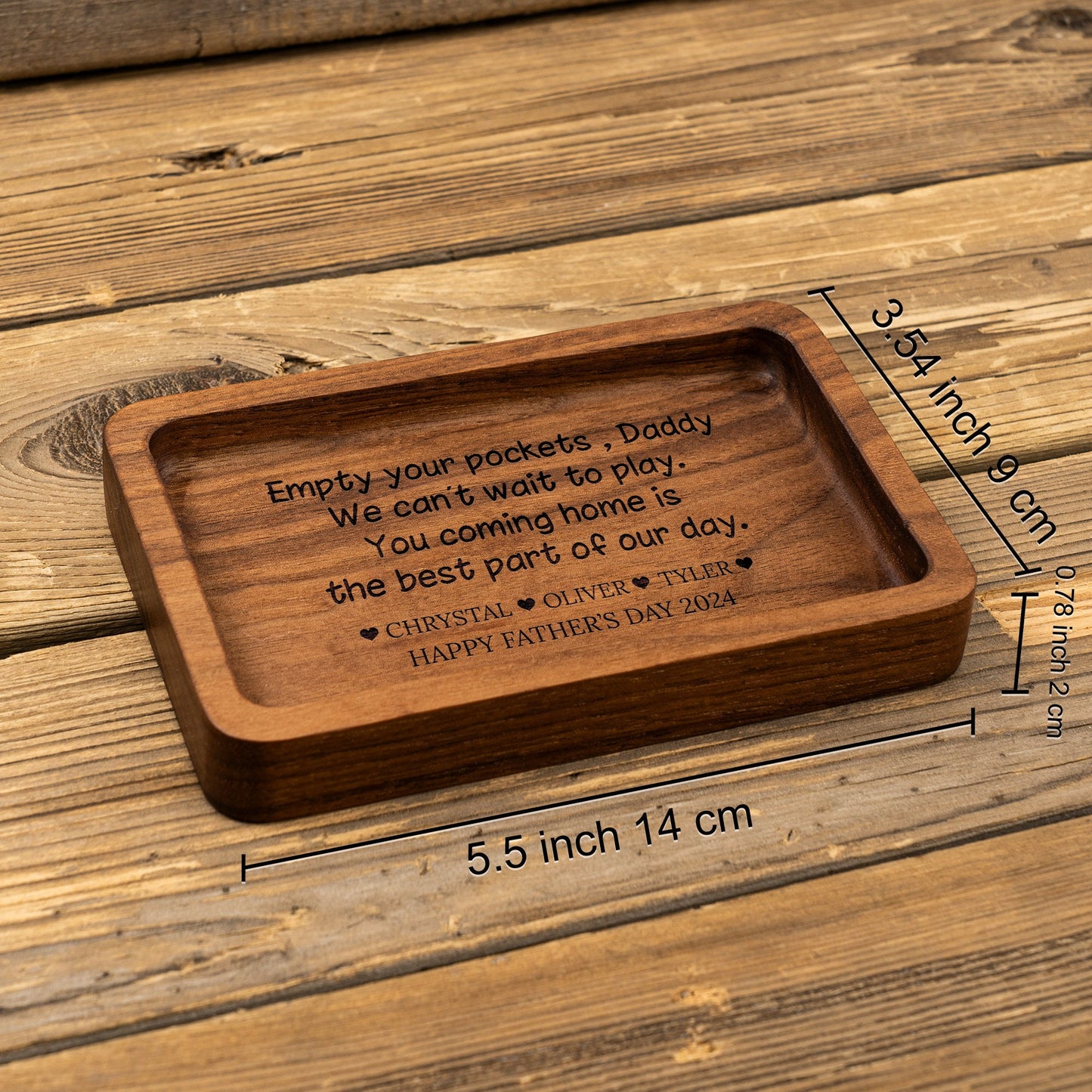 Empty your Pockets Daddy - Custom Engraved Wood Tray, Father's Day Gift for Dad, Custom Wood Catchall, Personalized Valet Tray for Men