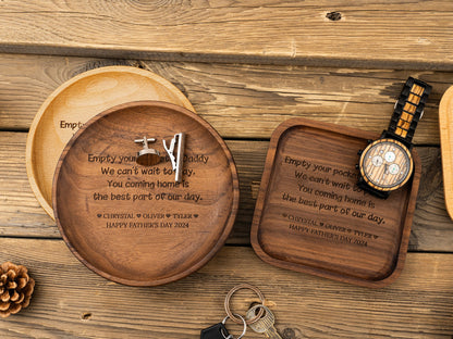 Personalized Valet Tray for Dad, Father's Day Gift, Catch All Table Tray, Birthday Gifts for Dad, Custom Valet Tray, Engraved Key Tray