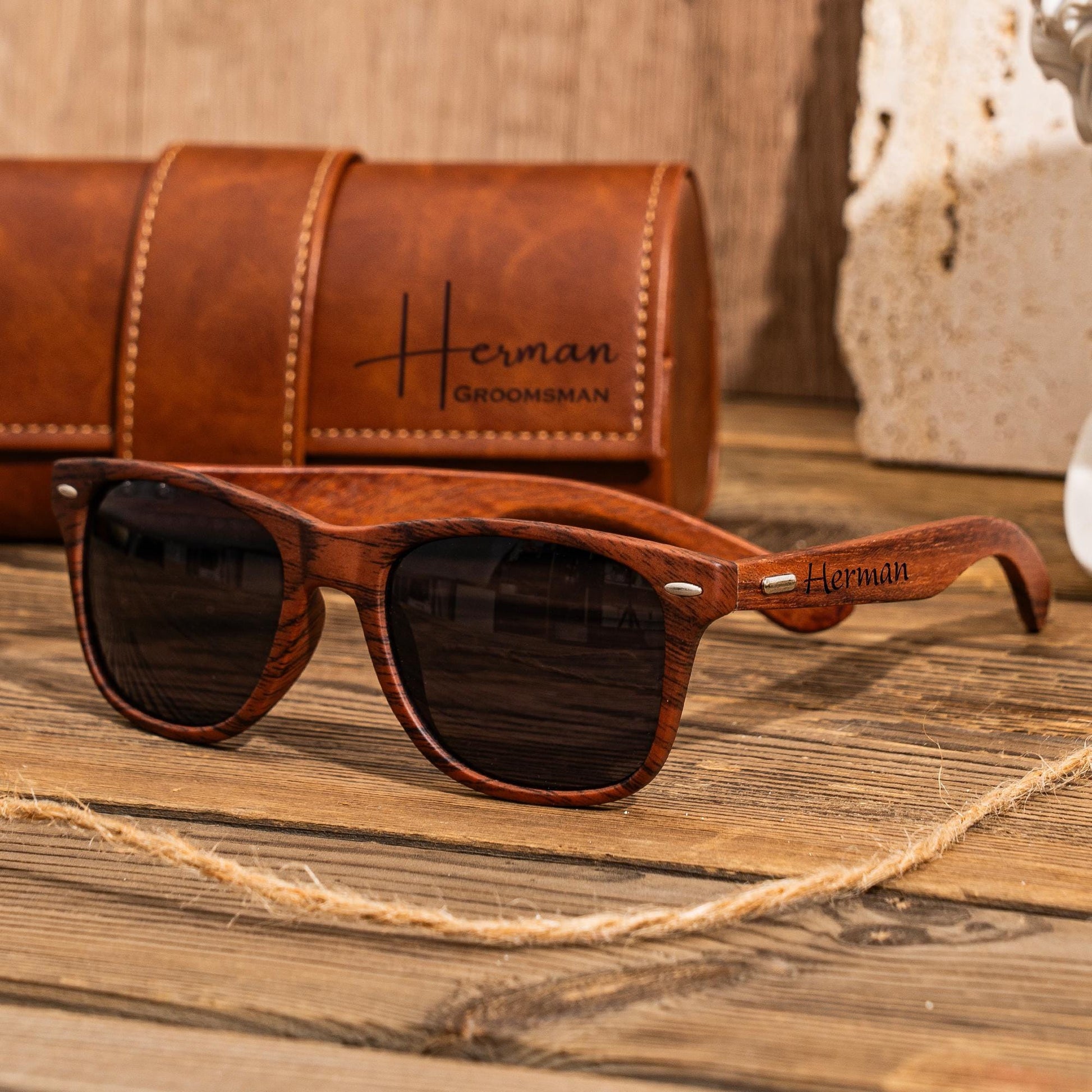 Personalized Mens Sunglasses with Leather Box, Groomsmen Gifts Idea, Best Man Gift, Bachelor Party Gifts, Wedding Party Gifts, Gift for Men