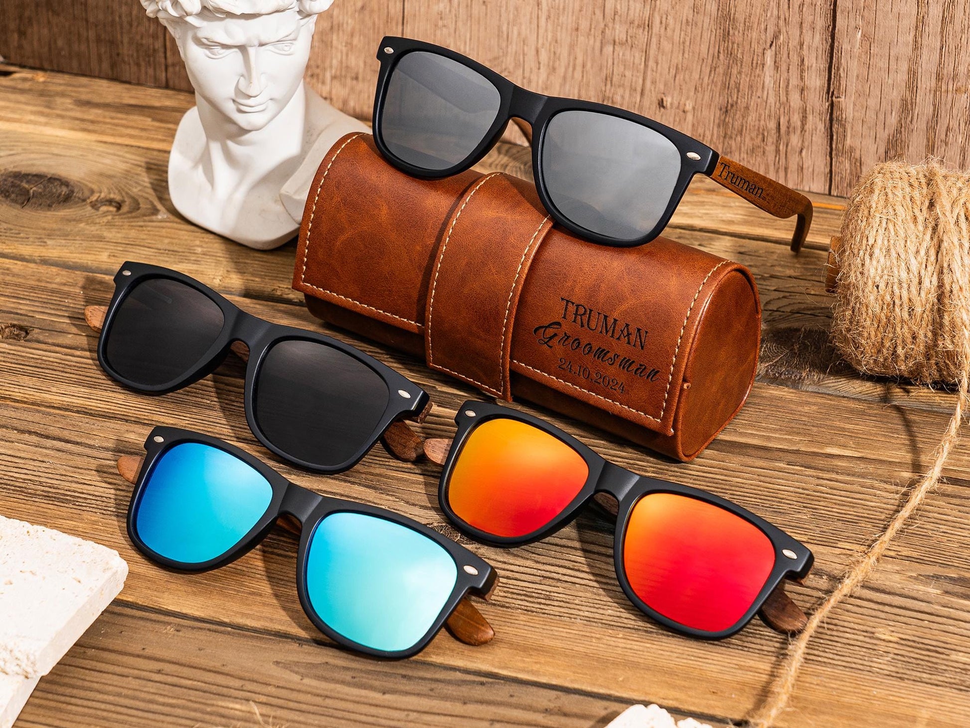 Personalized Walnut Wood Sunglasses, Groomsman Sunglasses, Gifts For Groomsmen, Wedding Bachelor Party Gift For Men, Groomsmen Proposal Gift