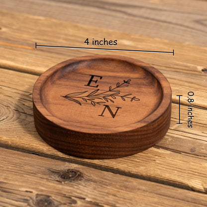 Personalized Round Wood Ring Dish, Gift for Her, Engagement Ring Holder, Wedding Ring Dish, Wedding Gift, Newlywed Gifts, Anniversary Gifts