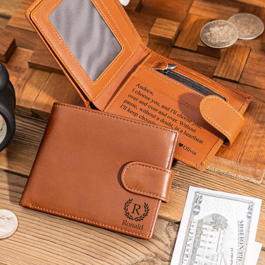 Personalized Wallet, Mens Leather Wallet, Engraved Wallet, Groomsmen Wallet, Custom Wallet, Boyfriend Gift for Men, Christmas Gift for Him