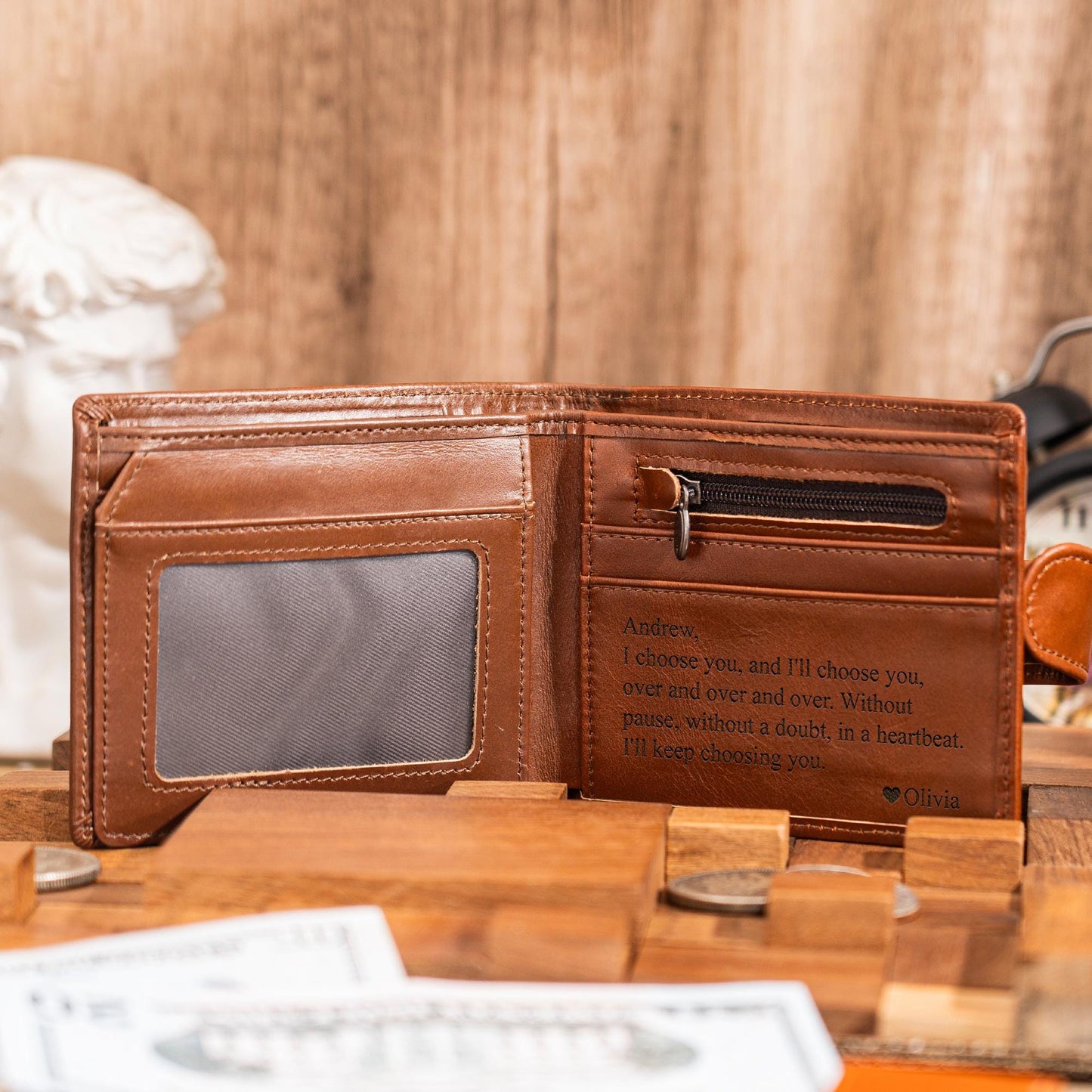 Personalized Wallet, Mens Leather Wallet, Engraved Wallet, Groomsmen Wallet, Custom Wallet, Boyfriend Gift for Men, Christmas Gift for Him