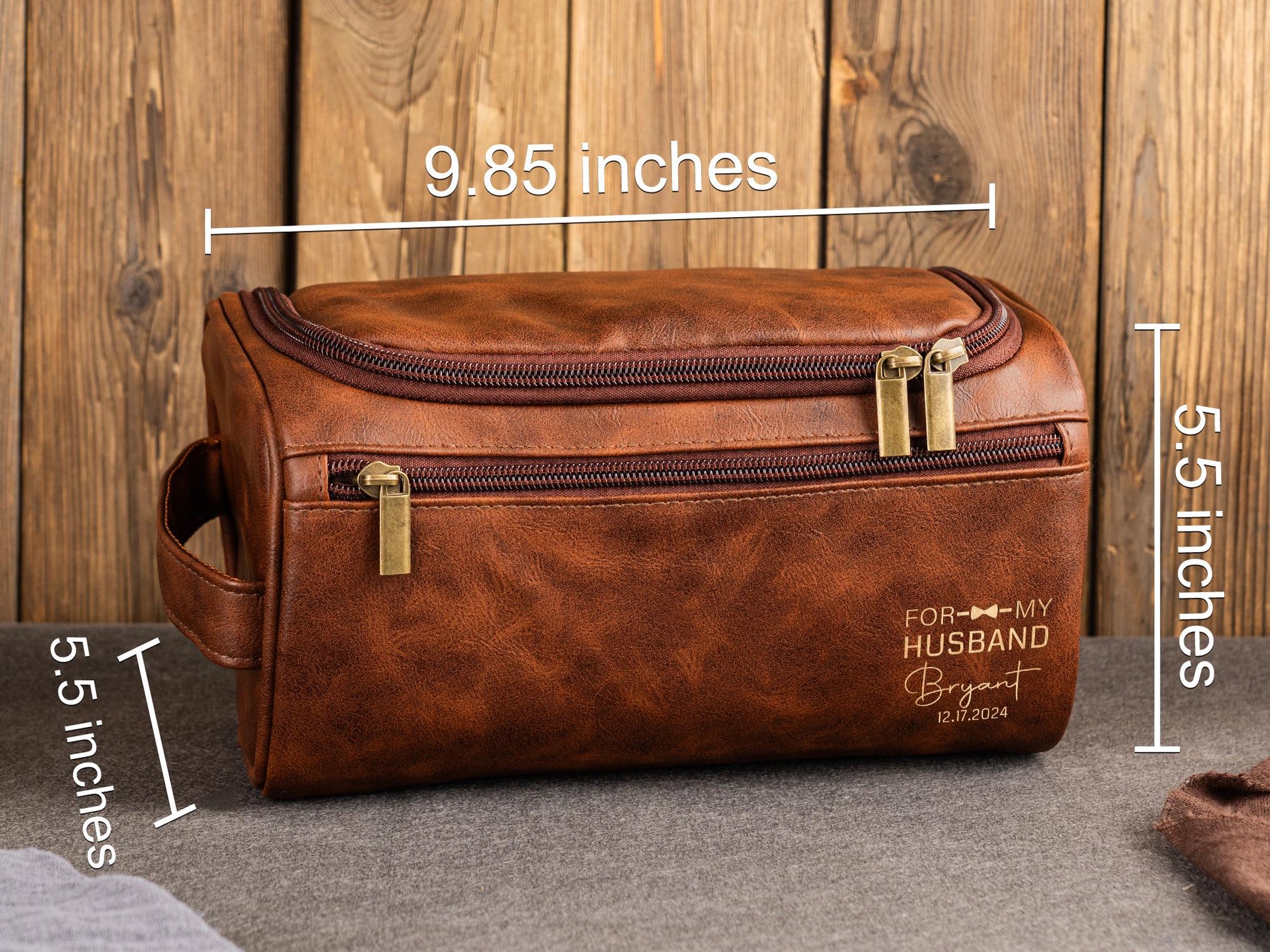 Personalized Men's Leather Toiletry Bag, Groomsmen Gifts, Dopp Kit Men's Leather Accessory, Anniversary Gift for Him, Christmas Gift for Men