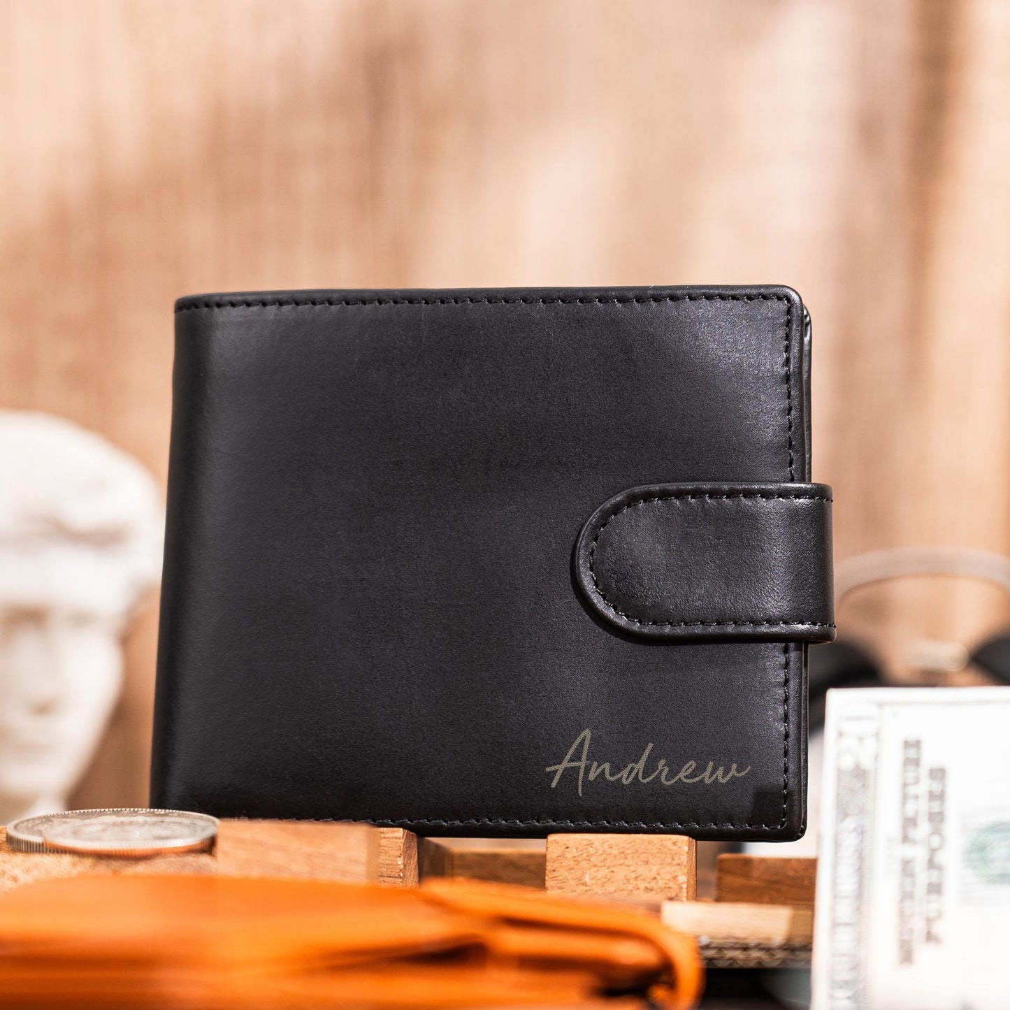 Personalized Wallet, Mens Leather Wallet, Engraved Wallet, Groomsmen Wallet, Custom Wallet, Boyfriend Gift for Men, Christmas Gift for Him