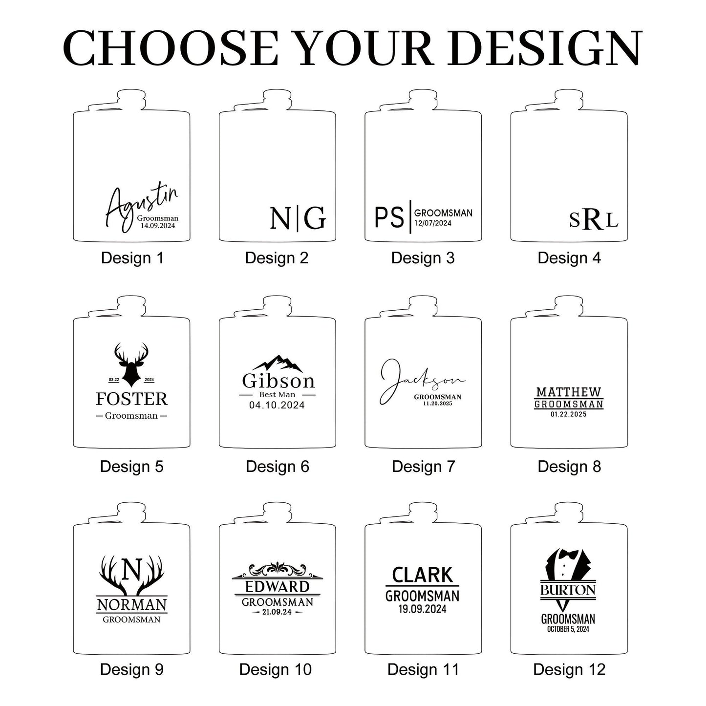 Personalized Leather Flask for Men, Groomsmen Gifts, Custom Leather Groomsman Flask, Best Man Flask Gifts, Groomsmen Proposal, Wedding Gifts