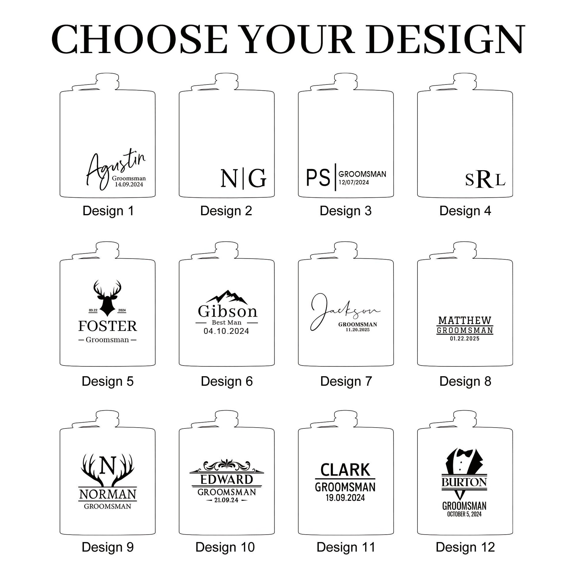 Personalized Leather Flask for Men, Groomsmen Gifts, Custom Leather Groomsman Flask, Best Man Flask Gifts, Groomsmen Proposal, Wedding Gifts